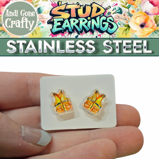 Safety Vest - Tool - LDC Earrings - Stainless Steel