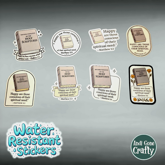 NWT Bible - 2026 Year Text - Variety Bulk Pack of 16 Stickers - Apx 2in - Water Resistant Stickers