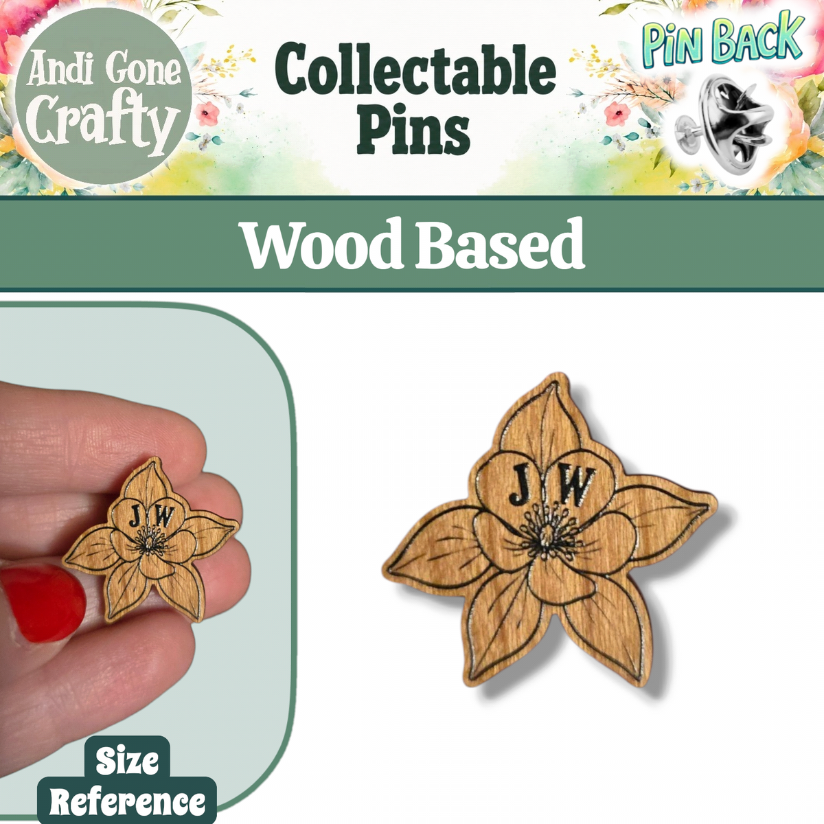1.25" Colorado B/W Flower on Wood or Metallic Acrylic | 2027 Denver, Colorado, USA | Jehovah’s Witnesses International Convention | JW Collectible Souvenir Pin | JW Gifts