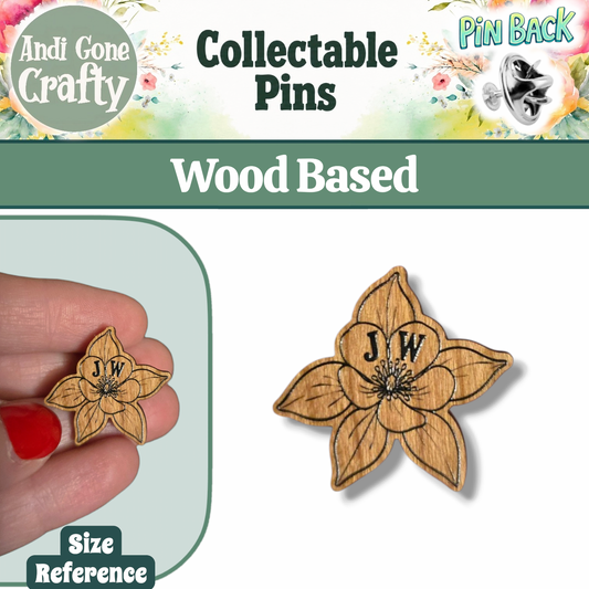 1.25" Colorado B/W Flower on Wood or Metallic Acrylic | 2027 Denver, Colorado, USA | Jehovah’s Witnesses International Convention | JW Collectible Souvenir Pin | JW Gifts