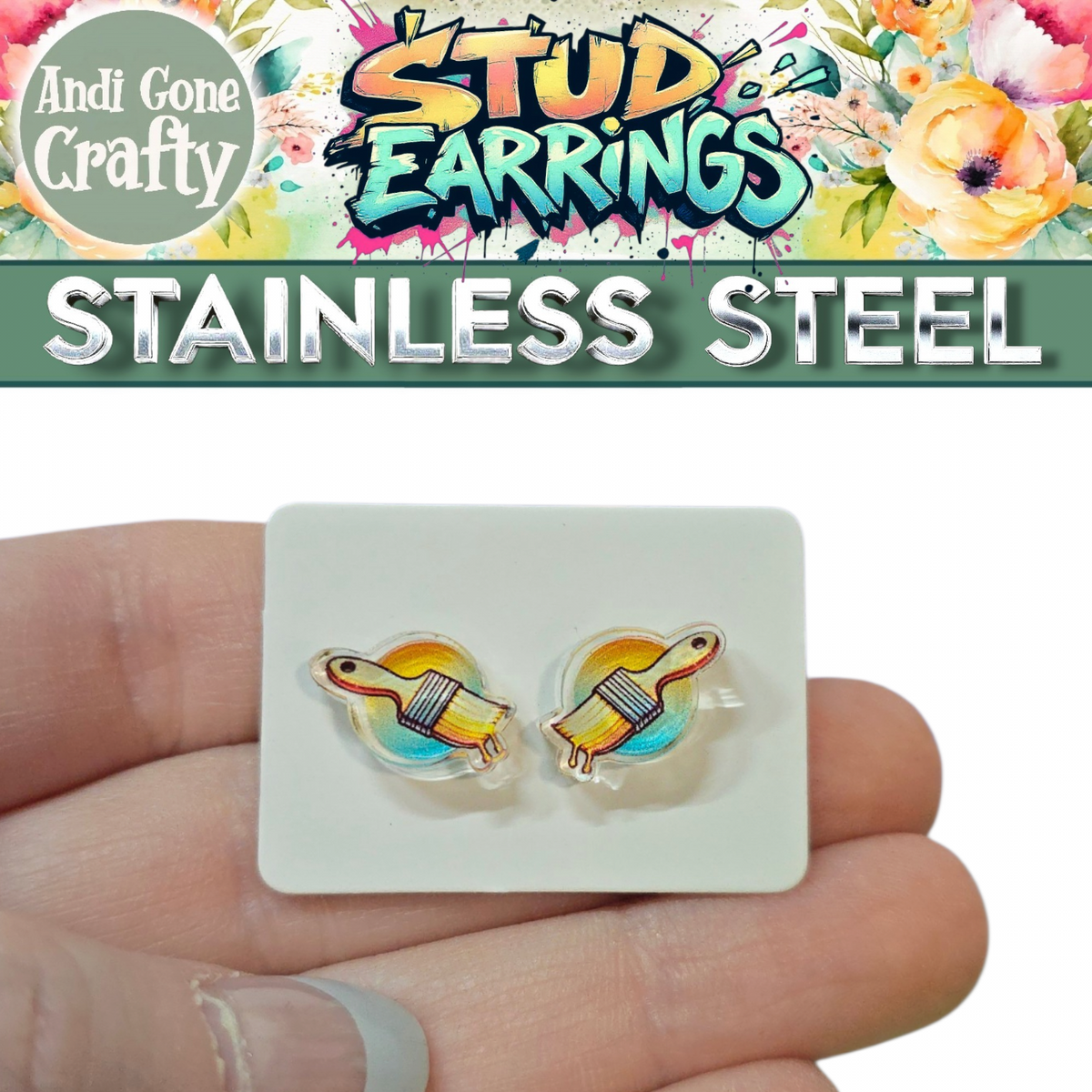 Paint Brush Retro - Tool - LDC Earrings - Stainless Steel
