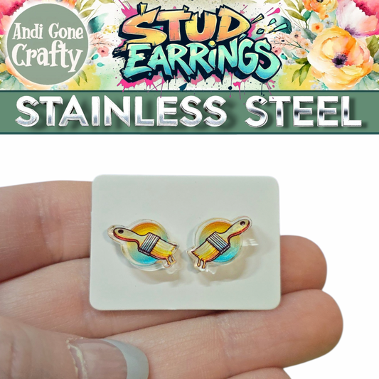 Paint Brush Retro - Tool - LDC Earrings - Stainless Steel
