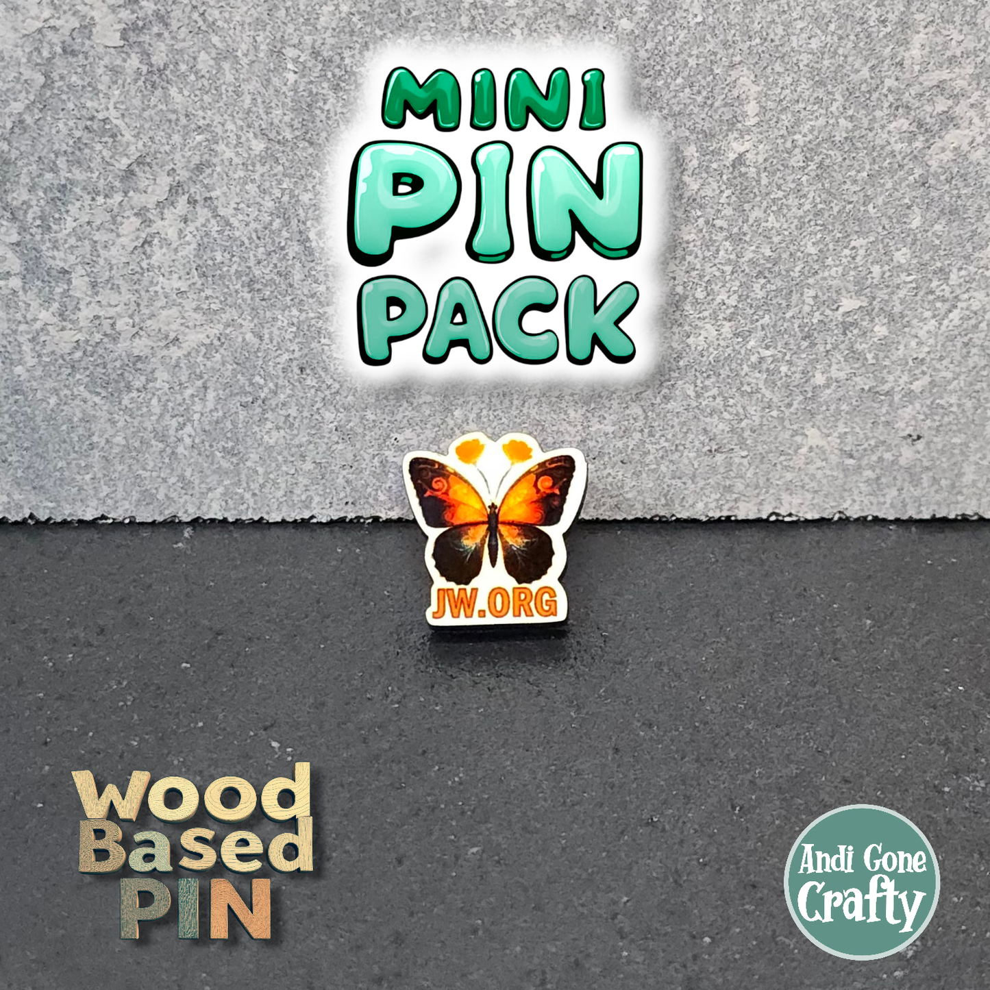 Poppy Butterfly with JW.ORG - Qty 20 Mini Pin Pack